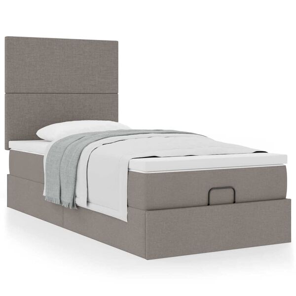 vidaXL Ottoman s&auml;ngram med madrass taupe 80x200 cm tyg