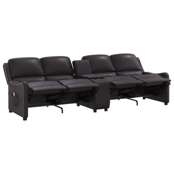 vidaXL Massagefåtölj med kopphållare 4-sits svart glansigt konstläder