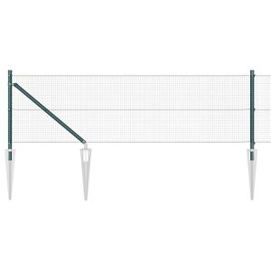vidaXL Spike-Installerat Svetsat N&auml;tst&auml;ngsel St&aring;l och PVC Gr&ouml;n Mesh