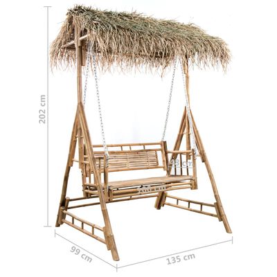 vidaXL 2-sits hammock med palmblad och dynor bambu 202 cm