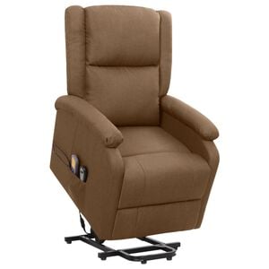vidaXL Massagef&aring;t&ouml;lj med uppresningshj&auml;lp brun tyg