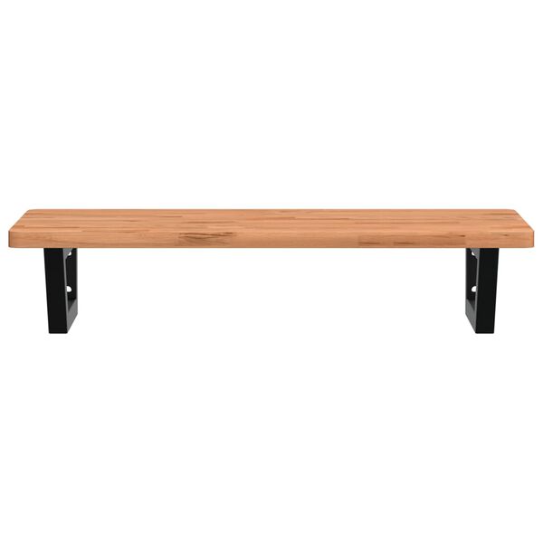 vidaXL V&auml;ggmonterad handfatshylla st&aring;l och massiv bok