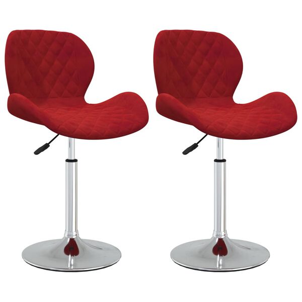 vidaXL Matstolar snurrbara 2 st vinr&ouml;d sammet