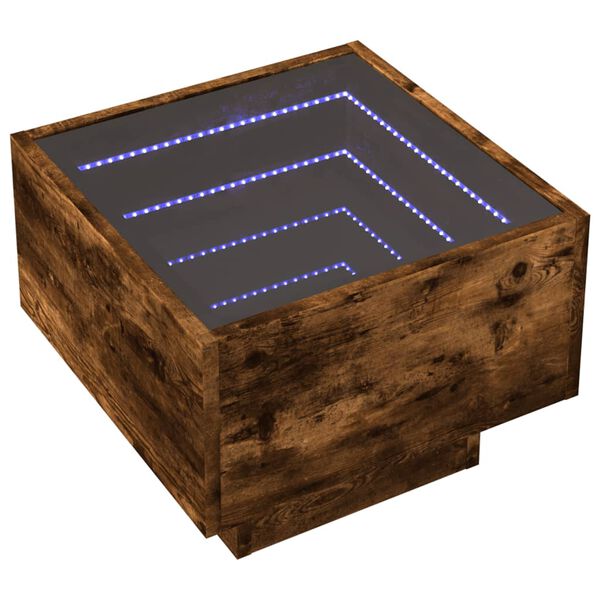 vidaXL S&auml;ngbord med Infinity LEDs r&ouml;kf&auml;rgad ek 40x40x30 cm