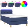 vidaXL Rams&auml;ng med madrass & LED bl&aring; 90x200 cm tyg