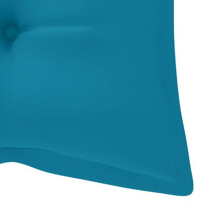 vidaXL Bataviabänk med ljusblå dyna 120 cm massiv teak