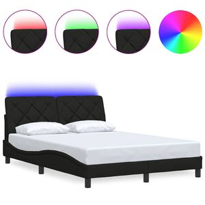 vidaXL Bed Frame with LED without Mattress Black 140x190 cm Fabric