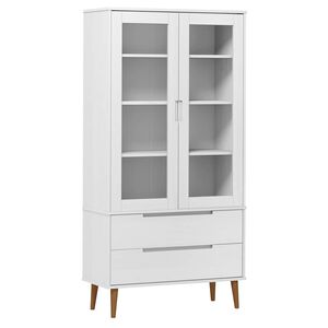vidaXL Vitrinsk&aring;p MOLDE vit 90x35x175 cm massiv furu