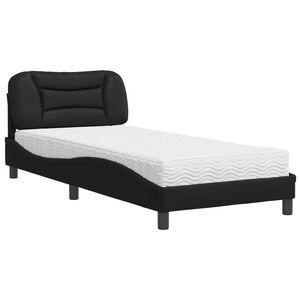 vidaXL Bed with Mattress "Hvar" Black 80x200 cm Faux Leather
