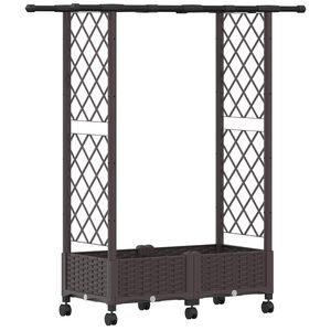 vidaXL Upph&ouml;jd B&auml;dd med Spalj&eacute; och Tak Brun 122,5 x 40 x 127 cm PP