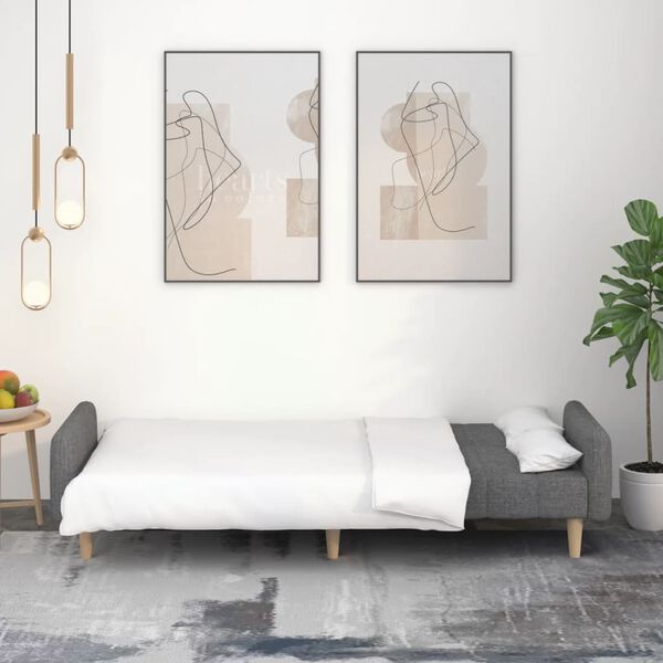 vidaXL B&auml;ddsoffa 2-sits ljusgr&aring; tyg