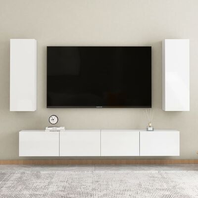 vidaXL TV-skåp 2 st vit högglans 30,5x30x90 cm spånskiva