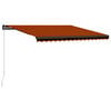 vidaXL Manuell Markis 4,5 x 3 m Orange- och brunrandig (horisontell)
