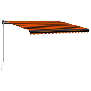 vidaXL Manuell Markis 4,5 x 3 m Orange- och brunrandig (horisontell)