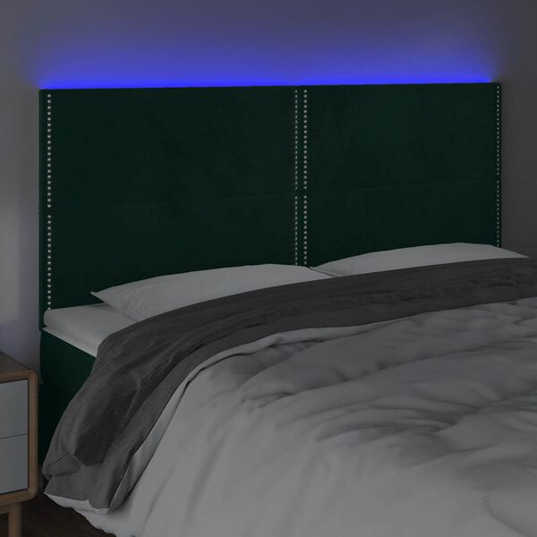 vidaXL S&auml;nggavel LED m&ouml;rkgr&ouml;n 180x5x118/128 cm sammet