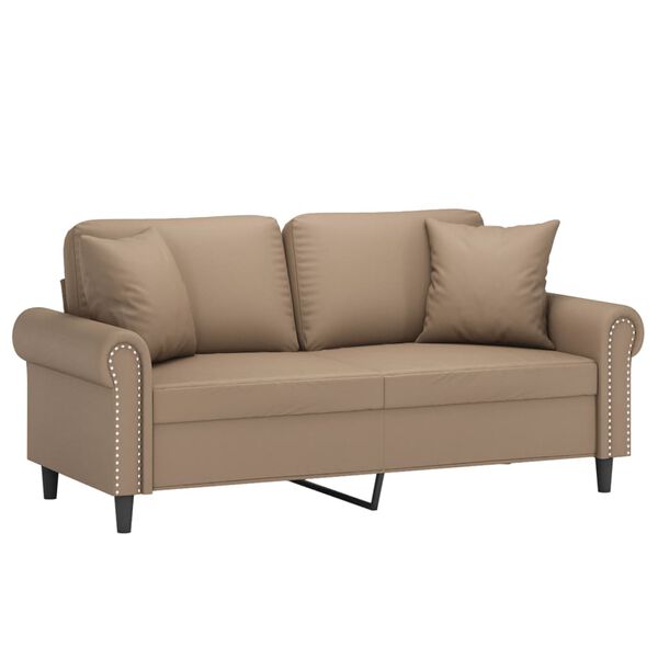 vidaXL 2-sits soffa med prydnadskuddar cappuccino 120 cm konstläder