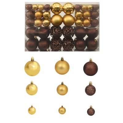 vidaXL Julgranskulor 100 delar set 3/4/6 cm brun/brons/guld
