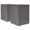 vidaXL Tr&auml;dg&aring;rdskompost 2 st brun 60x60x83 cm 600 L plastrotting