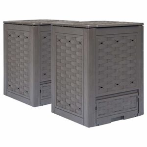vidaXL Tr&auml;dg&aring;rdskompost 2 st brun 60x60x83 cm 600 L plastrotting