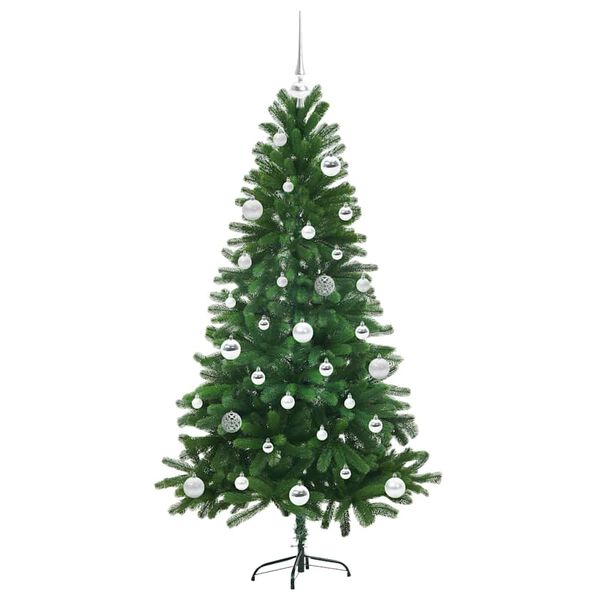 vidaXL Julgran med 150 LED-lampor med stativ Gr&ouml;n 150 cm PE