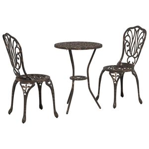 vidaXL Tr&auml;dg&aring;rds Bistro Set 3 st Brons Aluminium