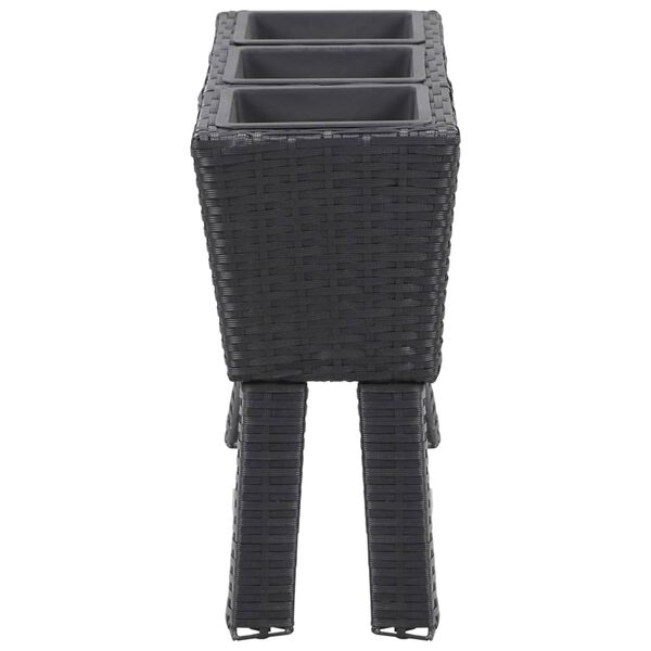 vidaXL Odlingslåda upphöjd 3 krukor 72x25x50 cm konstrotting svart