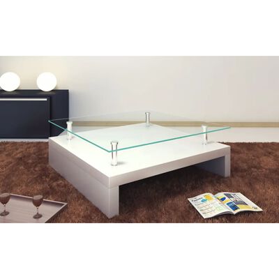 vidaXL Soffbord med bordsskiva i glas vit
