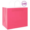 vidaXL Pappersp&aring;sar 50 st med handtag rosa 32x22x28 cm
