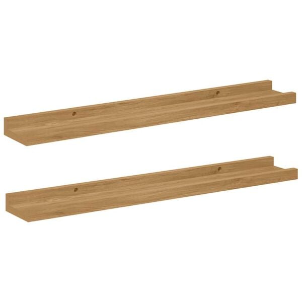 vidaXL V&auml;gg hylla med hylla 2 pcs Brun 60 x 9 x 3 cm Konstruerat tr&auml;