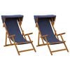 vidaXL Deck Chair 2 pcs 3 Position Massiv Eukalyptus Tr&auml; Bl&aring;