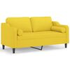 vidaXL 2-sits soffa med prydnadskuddar ljusgul 140 cm tyg