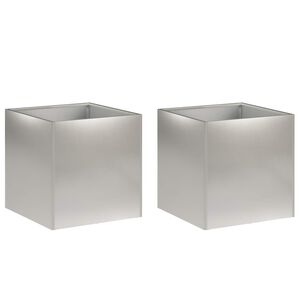 vidaXL Tr&auml;dg&aring;rdsplanterare 2 st Silver 45 x 45 x 45 cm Rostfritt st&aring;l