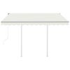 vidaXL Markis med stolpar automatisk inf&auml;llbar 3x2,5 m gr&auml;ddvit