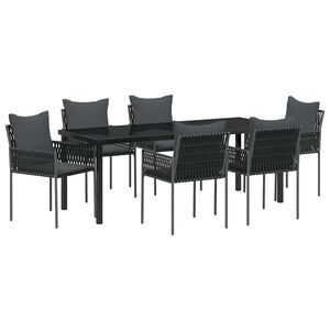 vidaXL Tr&auml;dg&aring;rdsm&ouml;belset 7 pcs Svart och Gr&aring; PE Rattan