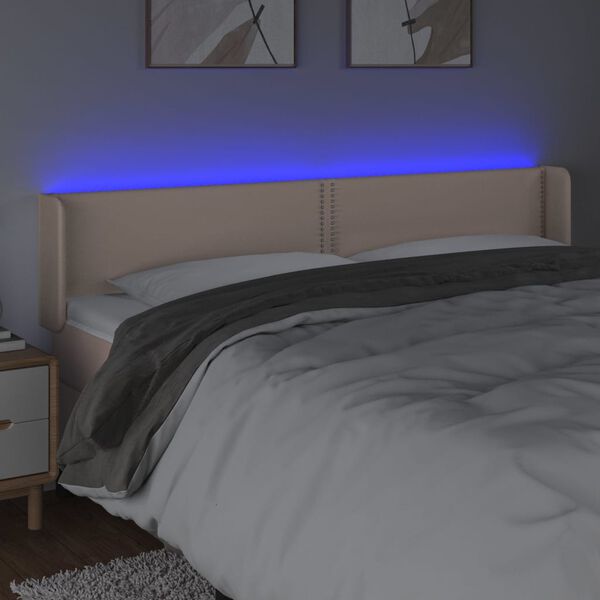 vidaXL S&auml;nggavel LED cappuccino 183x16x78/88 cm konstl&auml;der