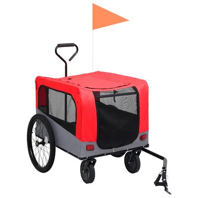 vidaXL Cykelvagn för husdjur och joggingvagn 2-i-1 röd och grå