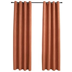 vidaXL M&ouml;rkl&auml;ggningsgardiner med metallringar 2 st rost 140x245 cm