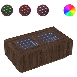 vidaXL Soffbord med Infinity LEDs brun ek 116x69x40 cm