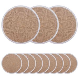 vidaXL Jute Placemats 12 st Naturlig och vit 100% Tossa Jute