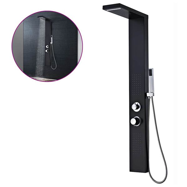 vidaXL Duschpanelsystem aluminium matt svart