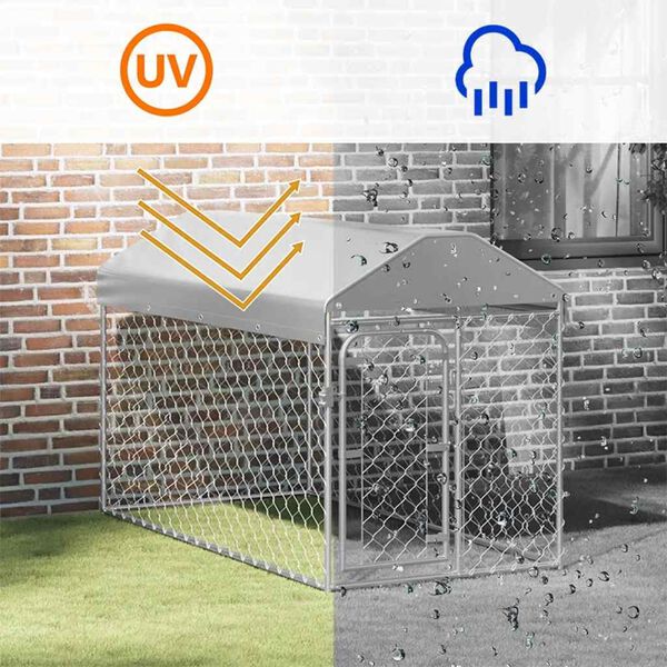 vidaXL Hundgård med tak för utomhusbruk 200x100x125 cm