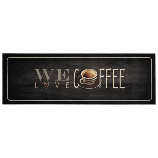 vidaXL Köksmatta maskintvättbar text kaffe 60x180 cm sammet