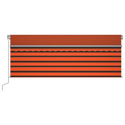 vidaXL Automatisk infällbar markis med rullgardin 4x3 m orange/brun