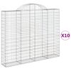 vidaXL Gabioner b&aring;gformade 10 st 200x30x160/180 cm galvaniserat j&auml;rn