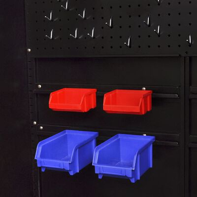 vidaXL Verktygsskåp med 2 dörrar stål 90x40x180 cm svart och röd