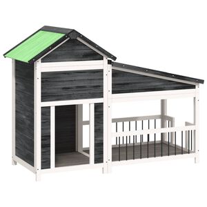 vidaXL Hundg&aring;rd gr&aring; 143x60,5x109 massiv furu