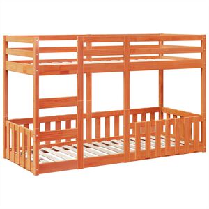 vidaXL Våningssäng vaxad brun 75x190 cm massiv furu