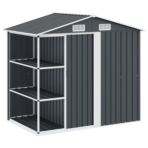 vidaXL Tr&auml;dg&aring;rdsbod med hylla antracit 205x130x183 cm j&auml;rn