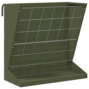 vidaXL H&ouml;utfodrare Olivgr&ouml;n 71 x 33 x 70 cm 5 kg Kallvalsat St&aring;l