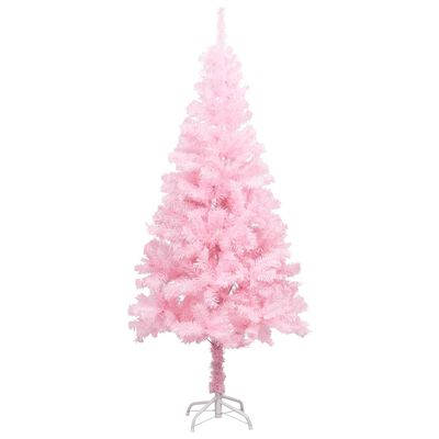 vidaXL Plastgran med LED och julgranskulor rosa 120 cm PVC